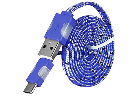 COFI 1m USB Typ C LED Licht Nylon Datenkabel, Ladekabel, Blau