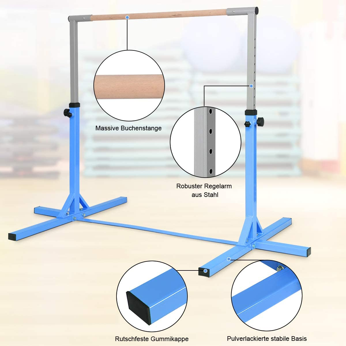 COSTWAY Gymnastik Blau Turnreck Reckanlage