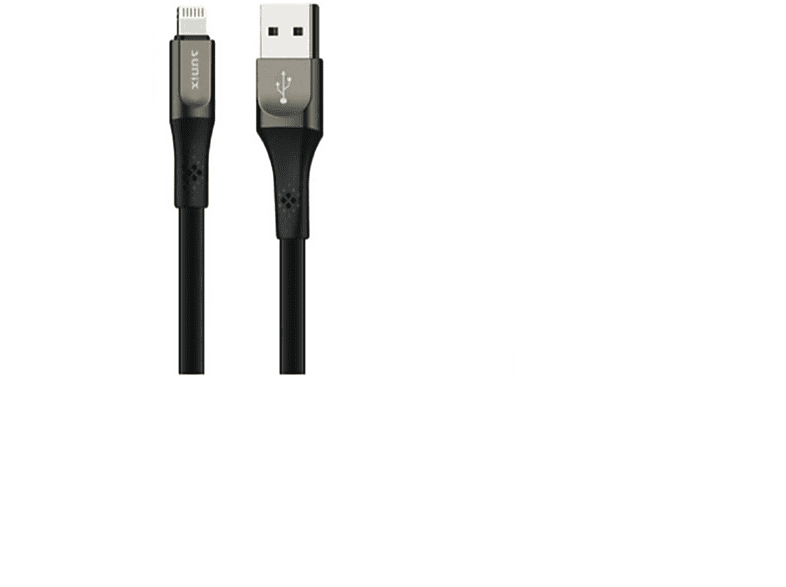 SUNIX 3A iPhone Lightning (iOS) Ladekabel, 1,2 Anti-Bruch m, Schwarz Nylon