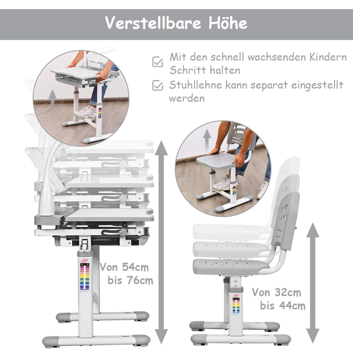 Schülerschreibtisch COSTWAY Kindermöbel