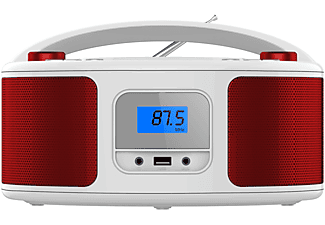 CYBERLUX CL-310 Tragbarer CD-Player | Boombox | CD/CD-R | USB | CD Player | FM Radio Cherry Kiss Red