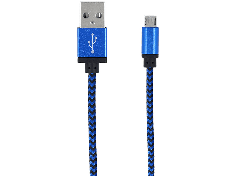 FOREVER Micro USB geflochtenes Datenkabel, Ladekabel, 1 m, Blau