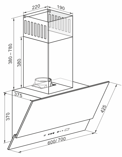 KAISER AT 7410 F Eco, Abluft, (70 , cm breit) (70 Umlufthaube Dunstabzugshaube, 1250m³/h cm breit) Kopffreihaube