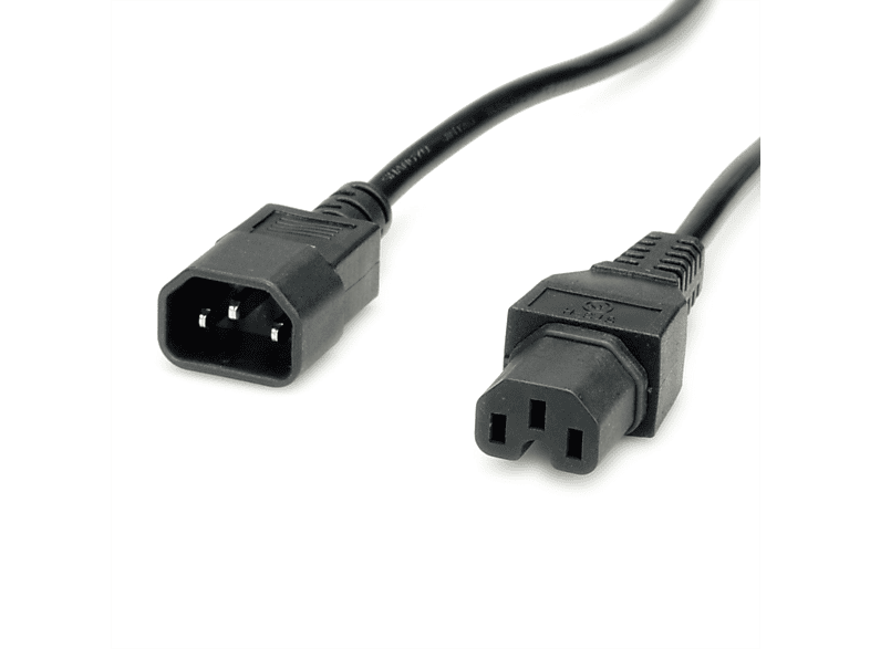 1,8 Netzkabel Anschlusskabel, Stecker m VALUE C15 IEC320/C14 - Buchse,