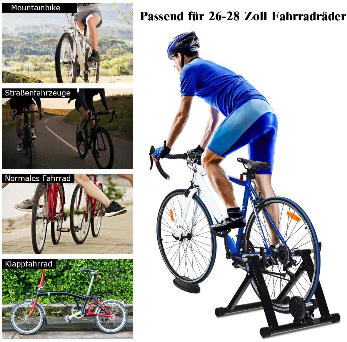 Fahrradtrainer COSTWAY Schwarz Heimtrainer,