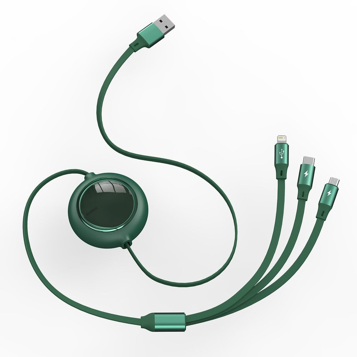 Ladekabel, 1.2m, / Typ m, Nylon 4in1 / Micro 1,2 C USB 3.5A 2x BASEUS Lightning USB Grün