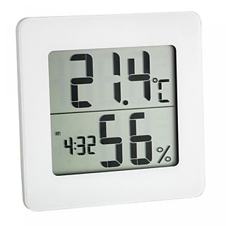 TFA DOSTMANN Digitales Thermo-Hygrometer mit Uhr Hygrometer, Weiß