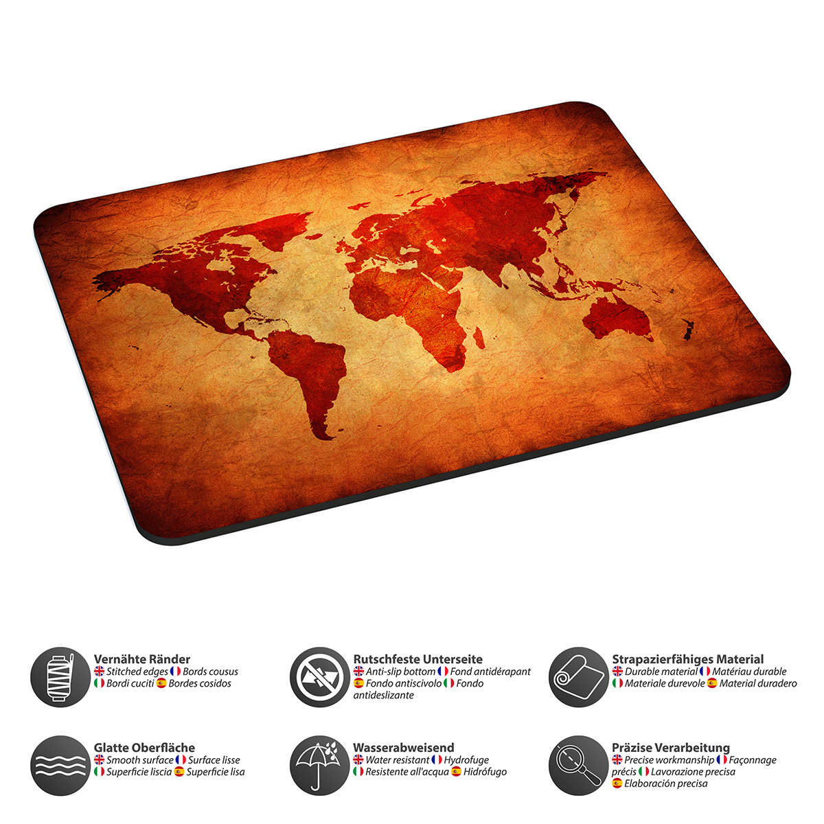 PEDEA Mauspad Design Brown Global (18 cm Map, 22 x Gr. Mauspad L cm)