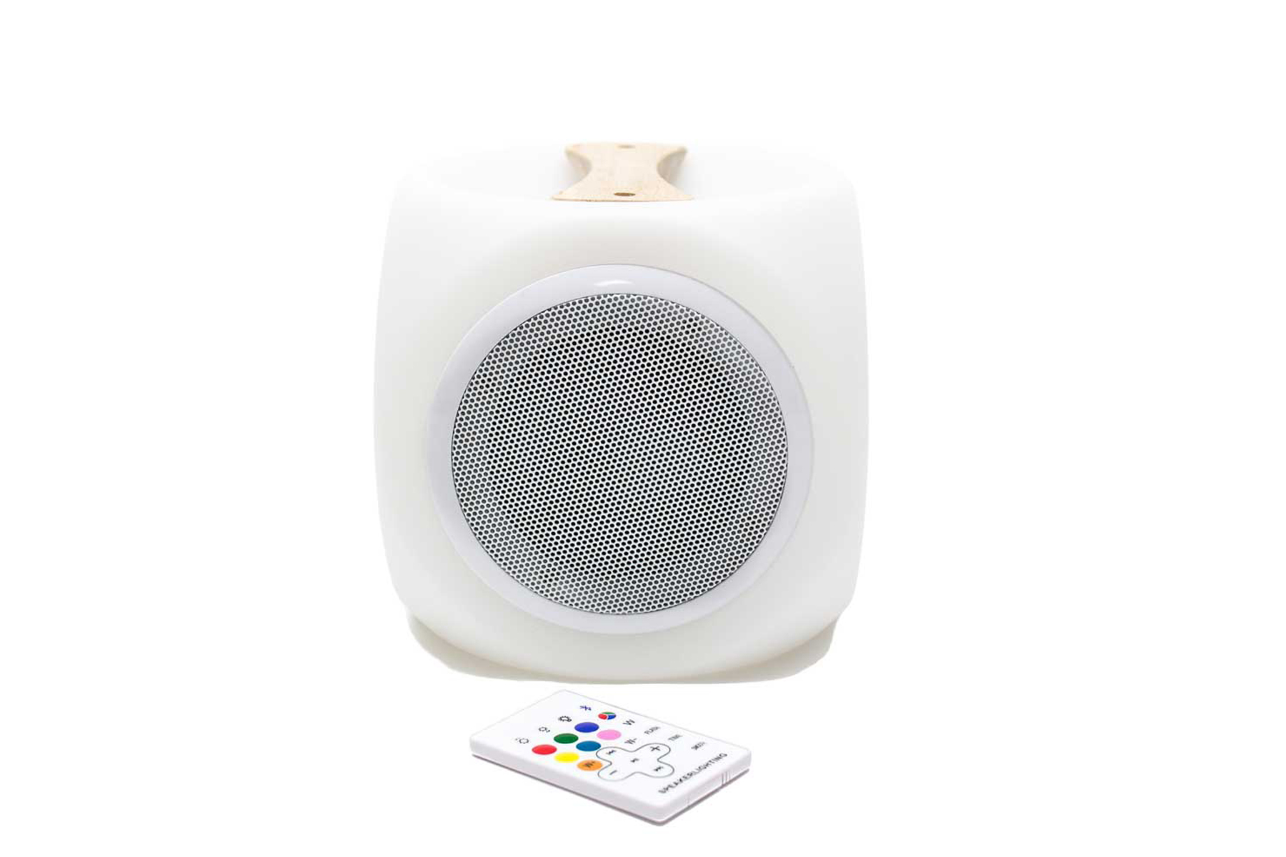7EVEN Mobiler Outdoor LED-Lautsprecher mit LED-Lautsprecher Bluetooth, Akku, Fernbedienung Holzgriff, sowie Farbwechsel