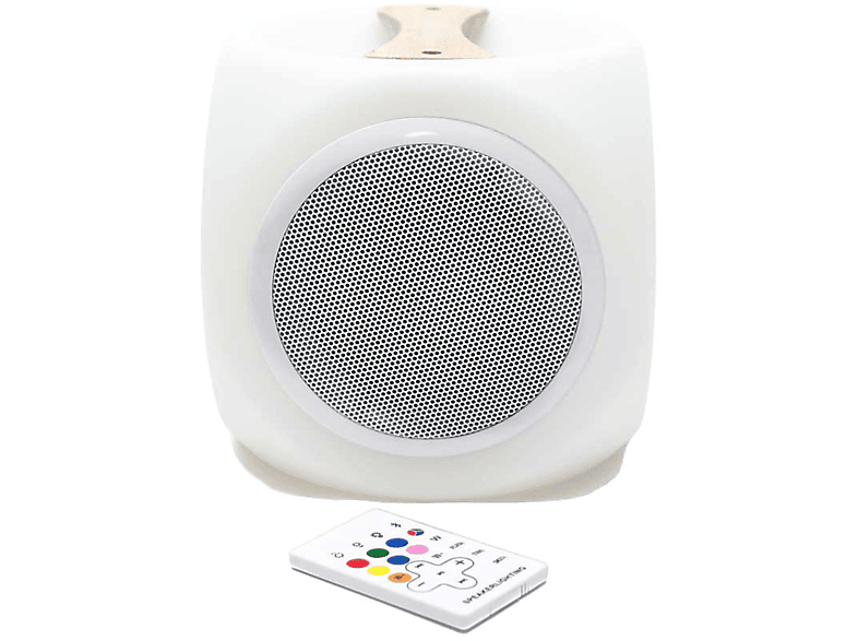 7EVEN Mobiler Outdoor LED-Lautsprecher Farbwechsel Akku, mit Holzgriff, Fernbedienung Bluetooth, LED-Lautsprecher sowie