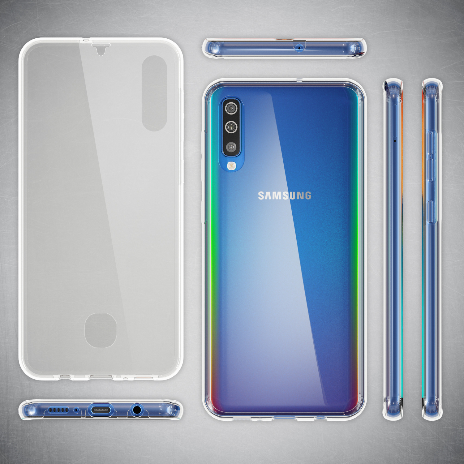 NALIA Klare 360 Grad Galaxy Hülle, Samsung, A50, Backcover, Silikon Transparent
