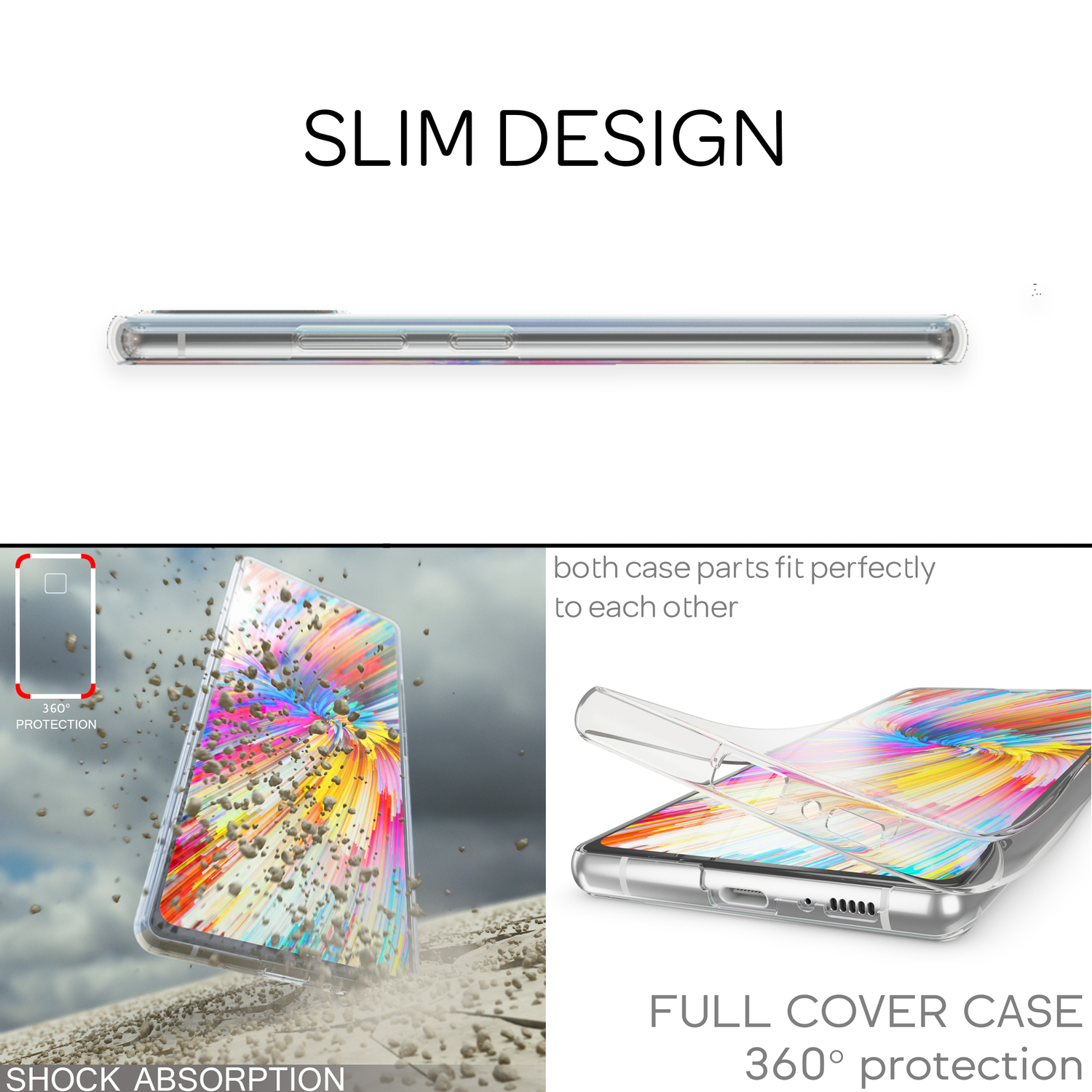 NALIA Klare 360 Grad Hülle, Silikon Samsung, Lite, Transparent Galaxy Backcover, S10