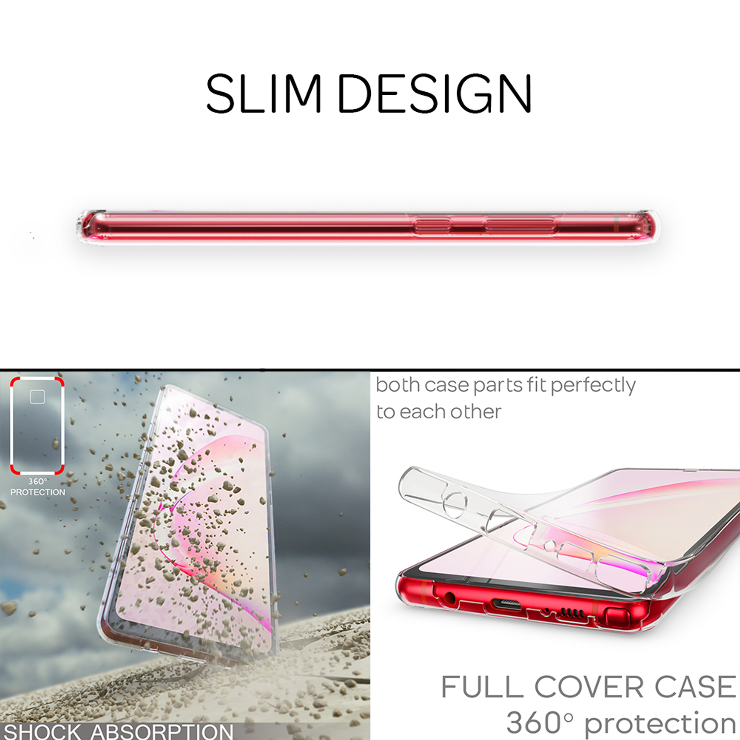 Backcover, Samsung, Klare 10 Hülle, Note 360 Transparent Lite, Galaxy Grad NALIA Silikon