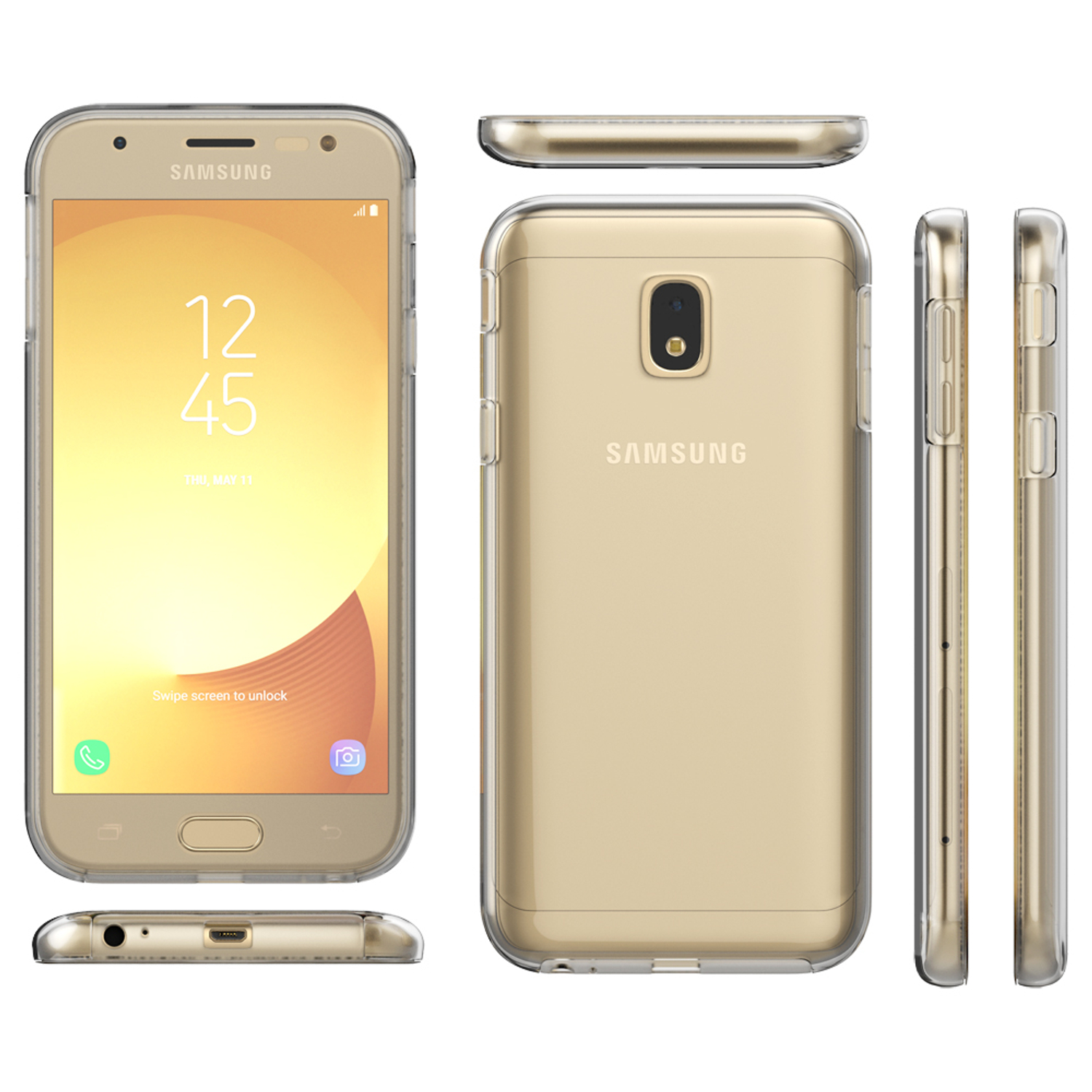 360 Hülle, Backcover, Gold Klare NALIA (2017), Samsung, Galaxy J3 Grad