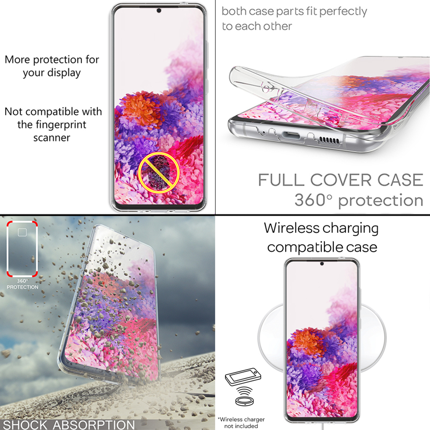 NALIA Klare 360 Silikon Backcover, S20 Samsung, Galaxy Ultra, Grad Transparent Hülle