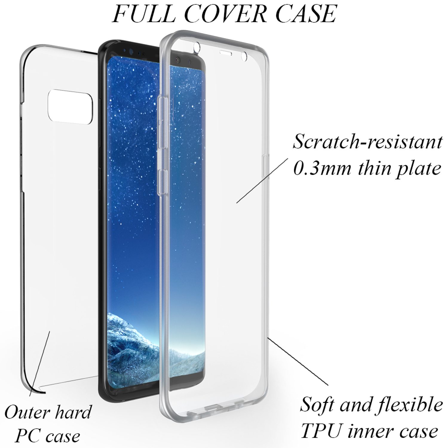 Transparent NALIA Hülle, 360 Grad Klare Samsung, S8, Backcover, Galaxy
