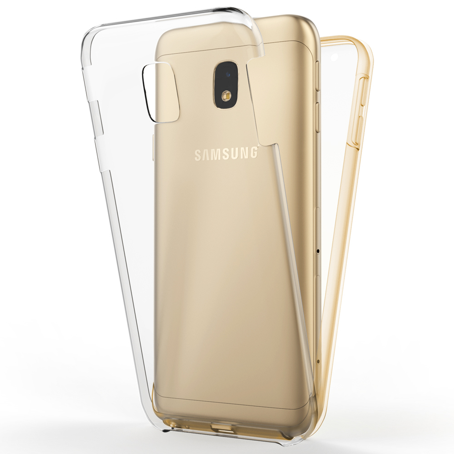 NALIA Klare 360 Grad Hülle, Backcover, J3 (2017), Galaxy Gold Samsung