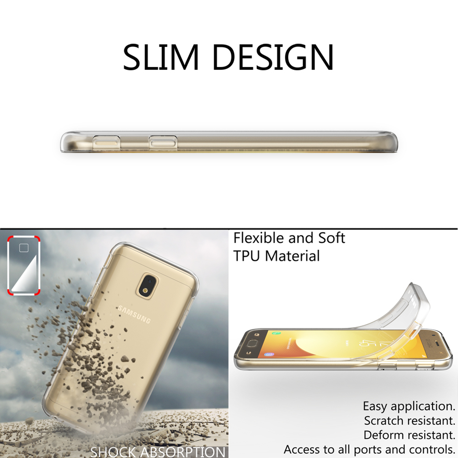 360 Hülle, Backcover, Gold Klare NALIA (2017), Samsung, Galaxy J3 Grad