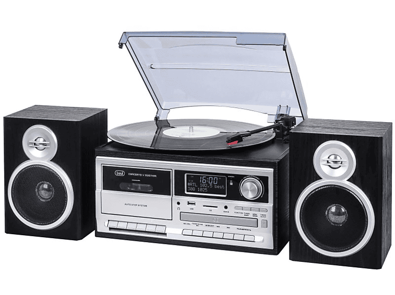 TREVI Stereo Plattenspielersystem Plattenspieler, DAB, Bluetooth, schwarz