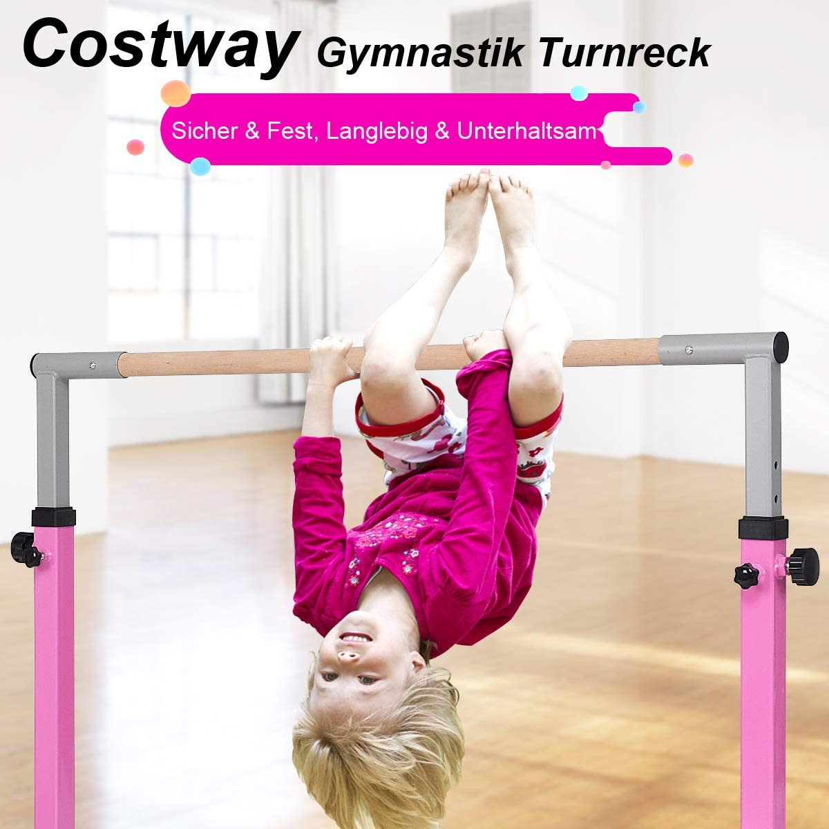 COSTWAY Gymnastik Turnreck Reckanlage, Rosa