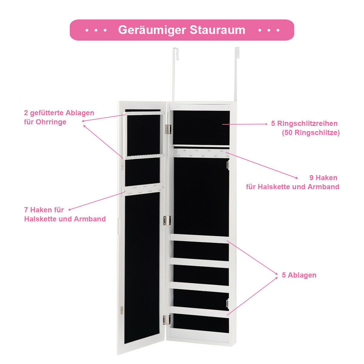 Spiegelschrank Schmuckregal COSTWAY