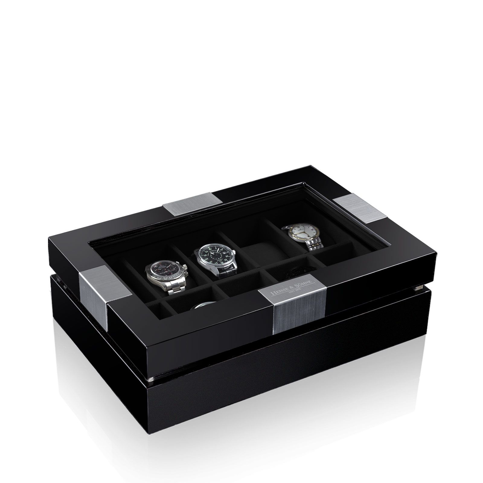 HEISSE&SÖHNE Executive - Uhrenbox Schwarz/Schwarz 10