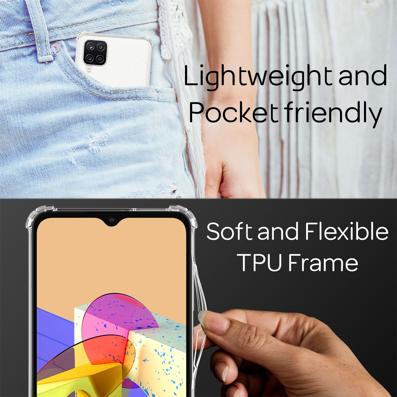 NALIA Klare Hülle Kette Mehrfarbig Umhängen, A12, mit Backcover, zum Galaxy Samsung