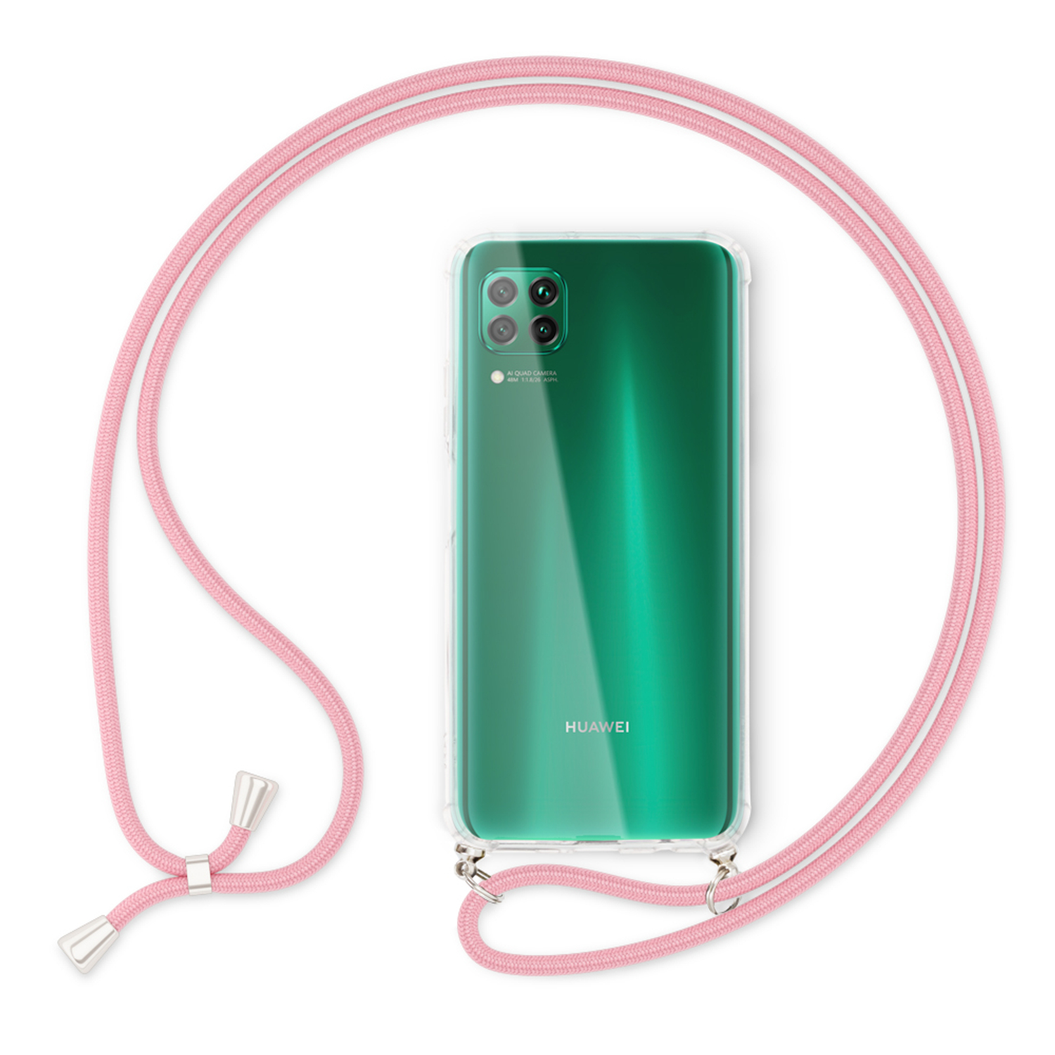 NALIA Klare Hülle mit Kette Umhängen, zum Huawei, Pink Backcover, Lite, P40