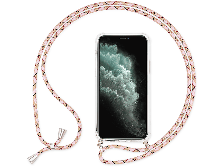 Kette Apple, Backcover, iPhone Klare zum NALIA Umhängen, Hülle Rosa mit Pro, 11