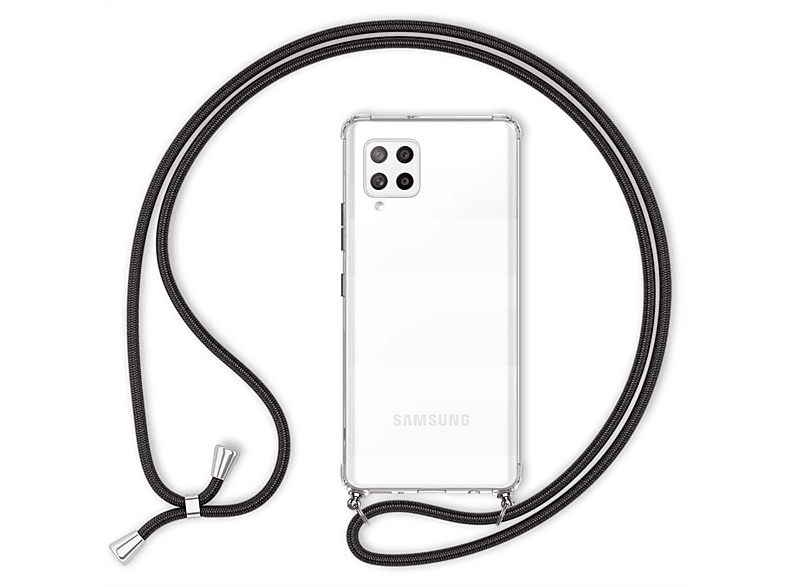 NALIA Klare 5G, mit Kette Samsung, Galaxy Hülle Schwarz Umhängen, Backcover, zum A42