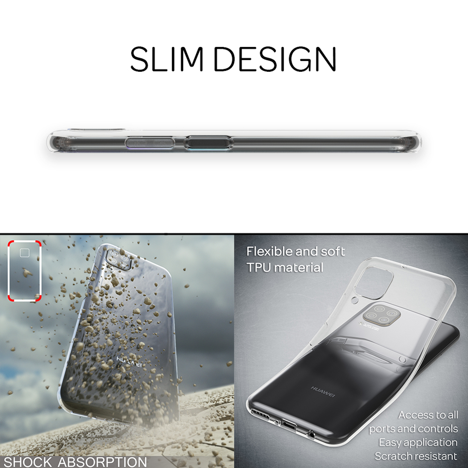 NALIA Klar Transparente Silikon Lite, Hülle, Huawei, Transparent P40 Backcover