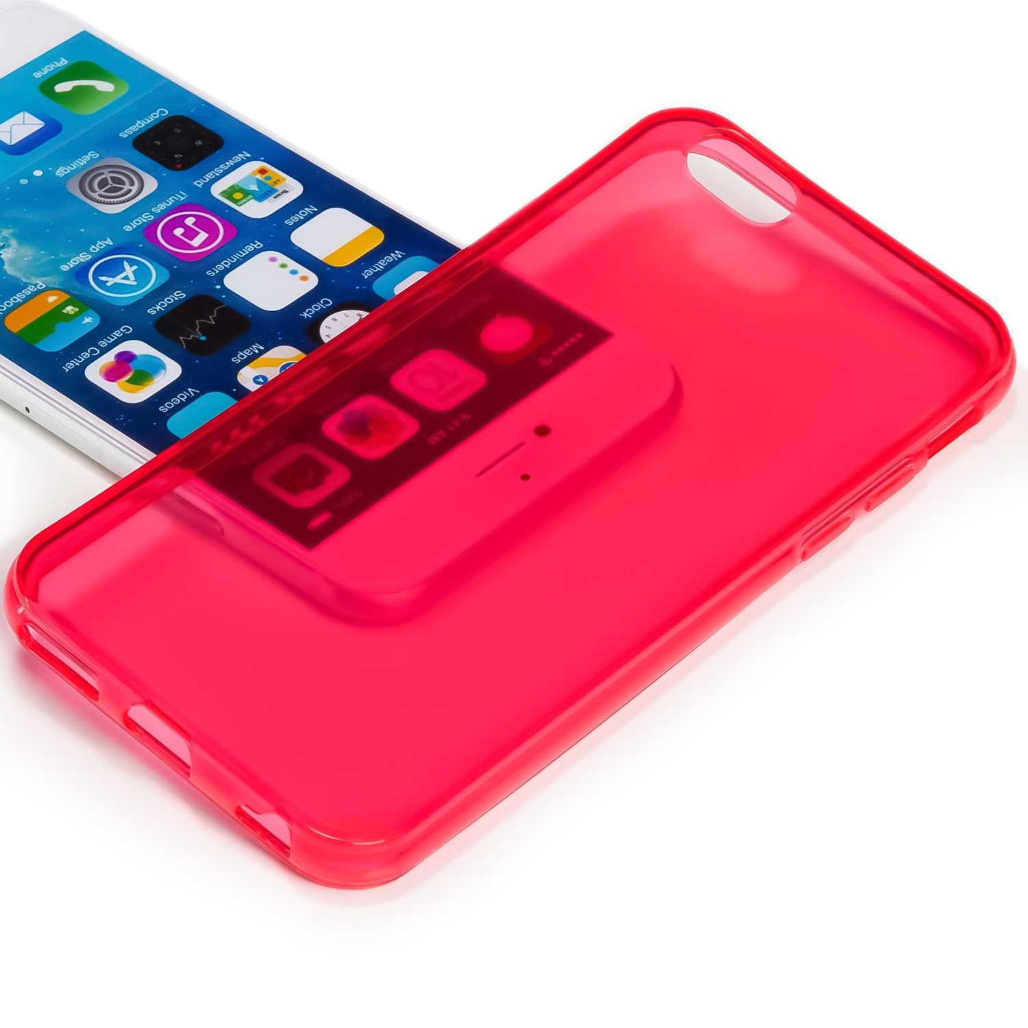 NALIA Klare Silikon Hülle, Backcover, Rot iPhone Apple, 6 iPhone 6s Plus Plus