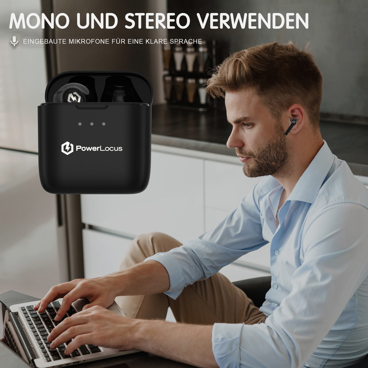 True Kopfhörer, PLX In-ear Wireless kabellose Bluetooth Schwarz POWERLOCUS Kopfhörer Bluetooth -