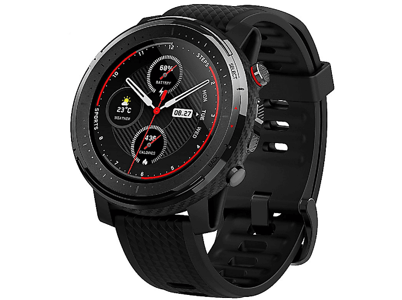 AMAZFIT Stratos 3-schwarz Smartwatch Polycarbonate + Fiberglas Silikon, 195 mm, Schwarz