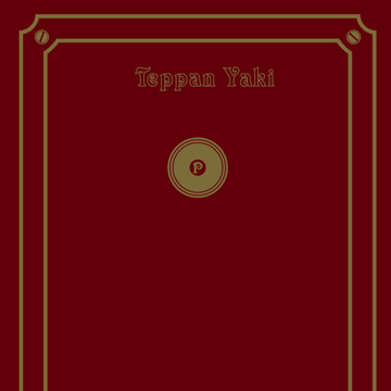 Portada de Teppan Yaki con marco y logotipo dorados.