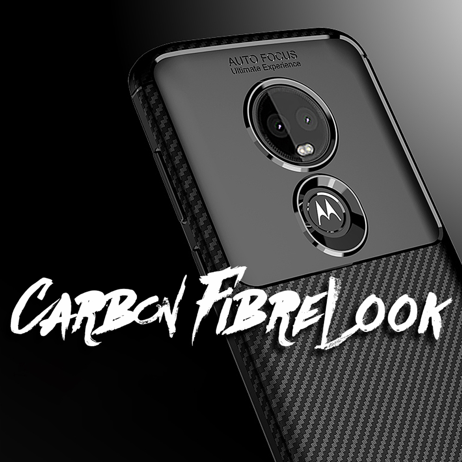 Backcover, NALIA Hülle, Schwarz Motorola, G7 Moto Carbon-Look Plus, Silikon G7 Moto