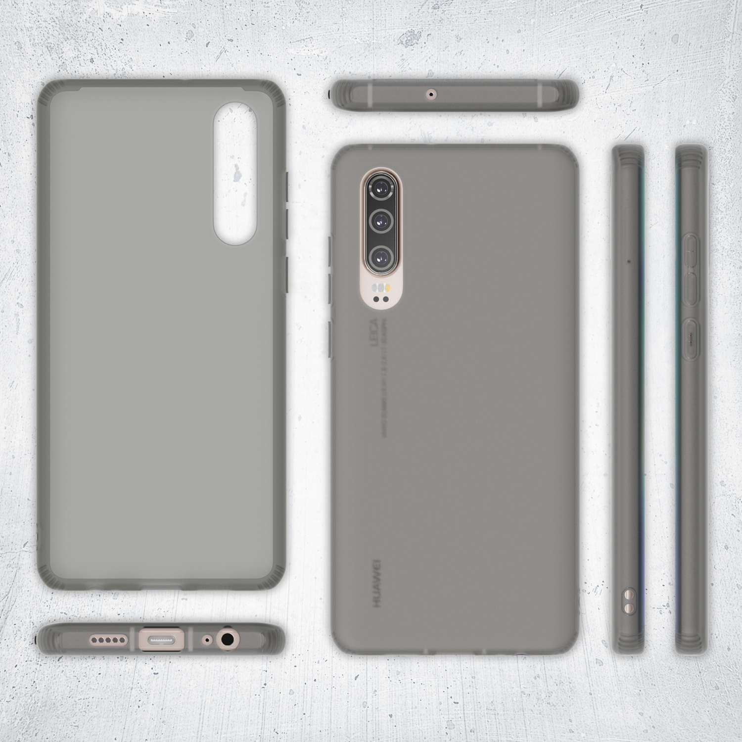 Hülle, Huawei, Silikon P30, Backcover, Schwarz Semi-Transparente NALIA