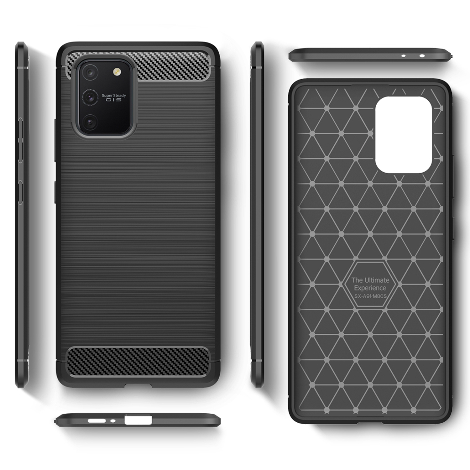 NALIA Carbon-Look Silikon Hülle, S10 Galaxy Backcover, Samsung, Lite, Schwarz