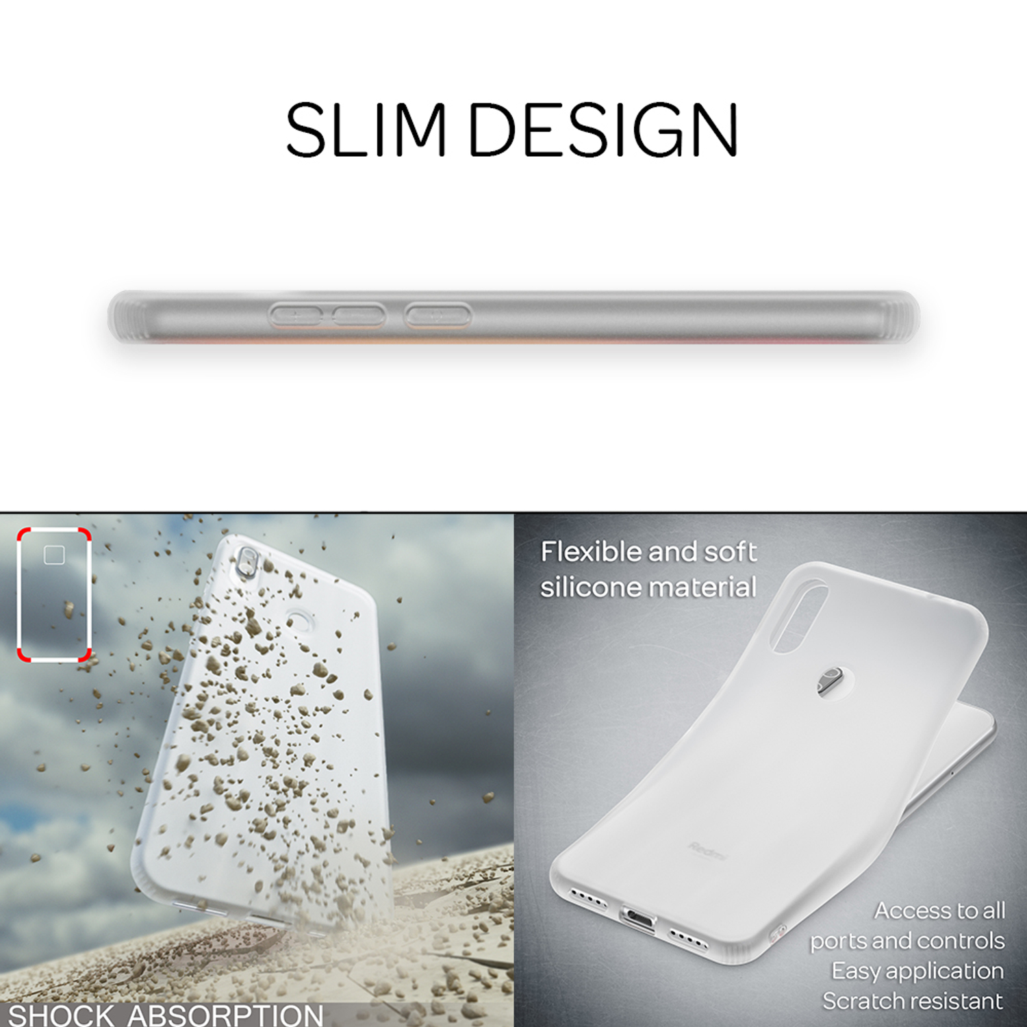 Semi-Transparente Redmi Schwarz Xiaomi, Note Backcover, 7, Silikon Hülle, NALIA