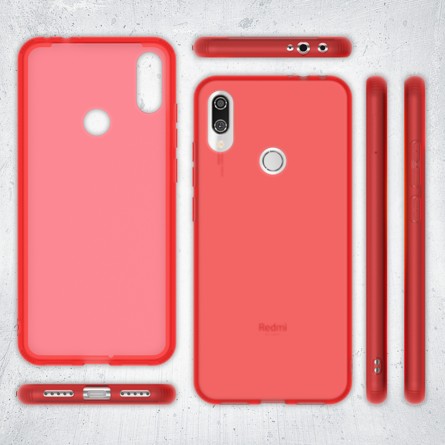 NALIA Semi-Transparente Silikon Redmi Rot 7, Backcover, Xiaomi, Hülle, Note