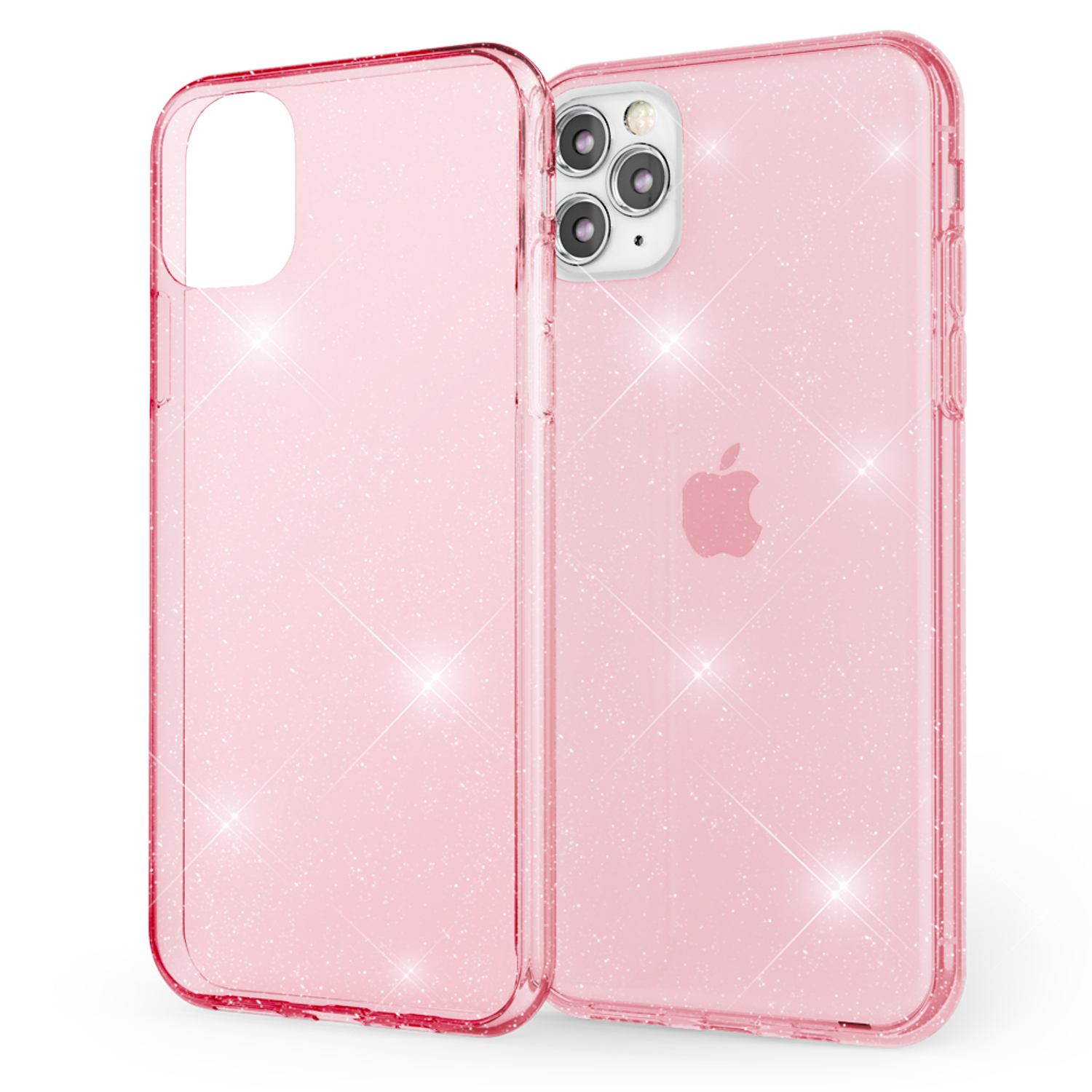 Hülle, Glitzer NALIA iPhone Silikon Klare Pink Apple, Backcover, 11 Pro Max,