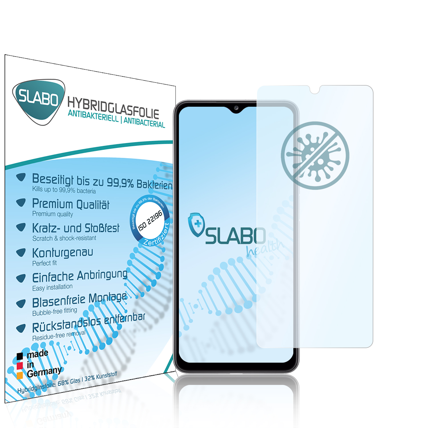 antibakterielle Hybridglasfolie 5G) SLABO Samsung flexible Galaxy A32 Displayschutz(für