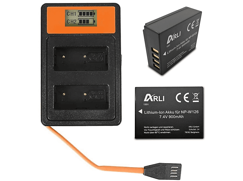 Li-Ion Canon Volt, ARLI 7.4 Akku 600 2x + LP-E12 2 mAh Stück Set, Ladegerät für Akku