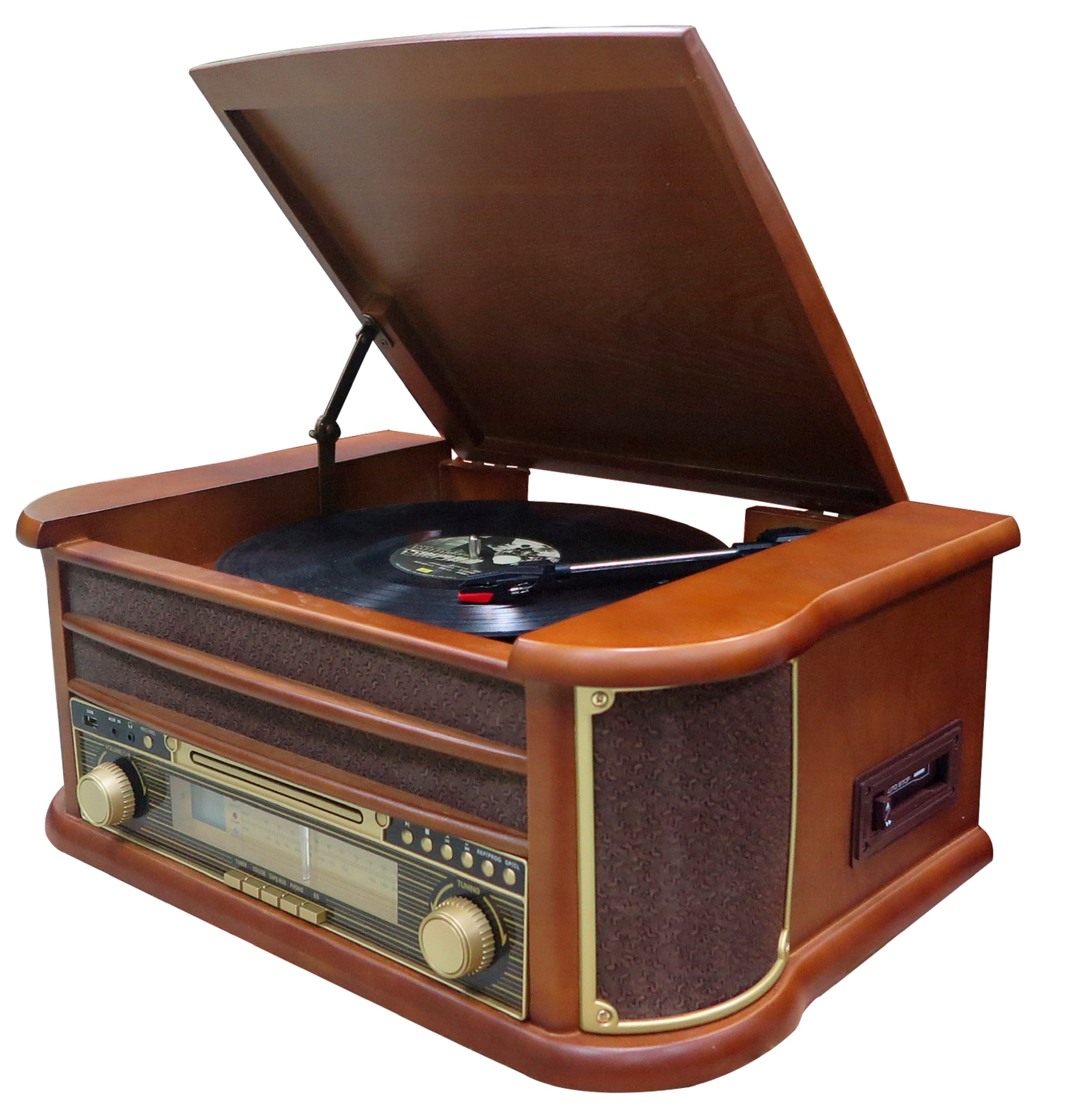 Brown) (Bolton Nostalgie Kompaktanlage CL-3010 Retro Plattenspieler CYBERLUX Musikanlage