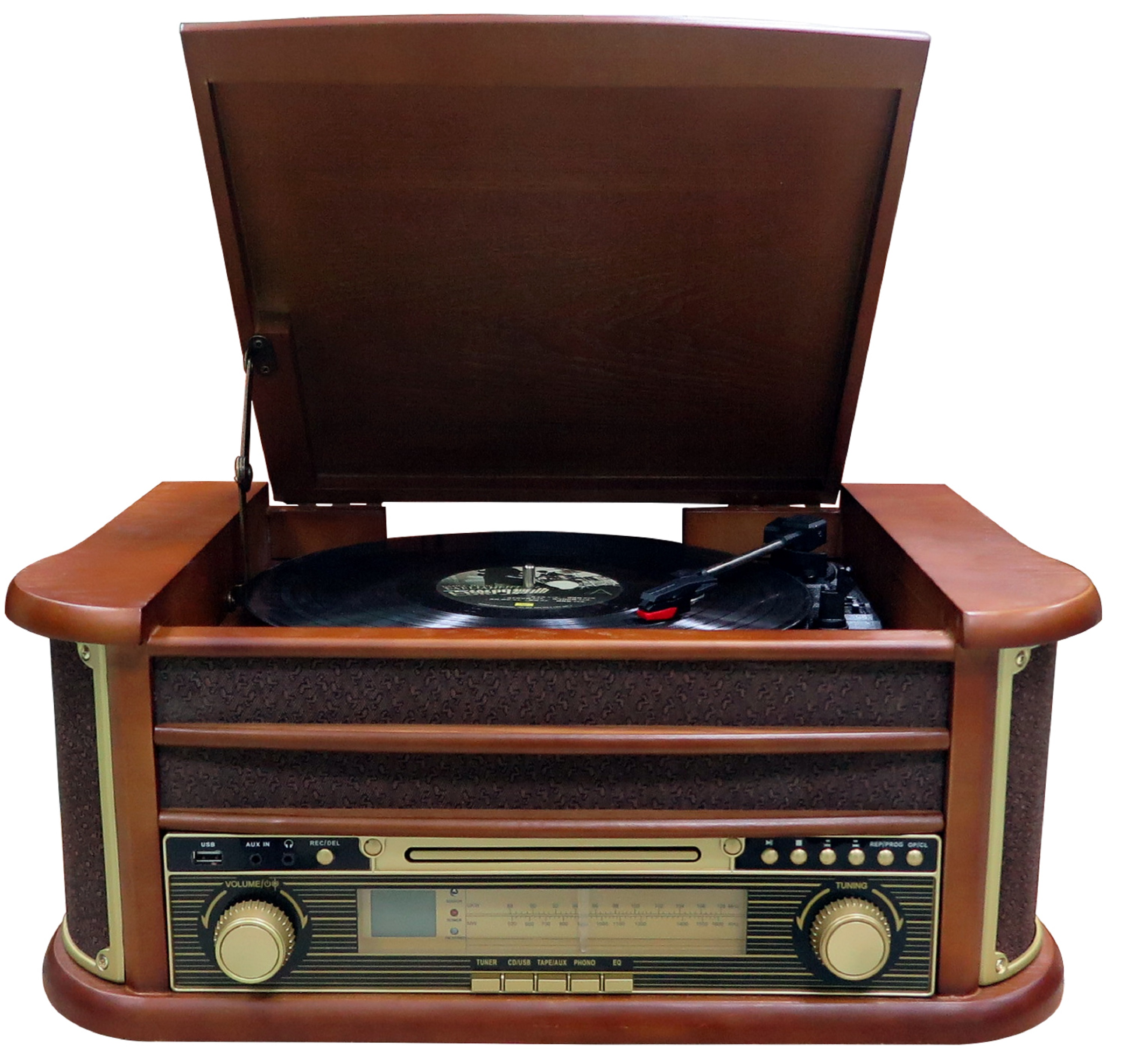 Brown) (Bolton Nostalgie Kompaktanlage CL-3010 Retro Plattenspieler CYBERLUX Musikanlage