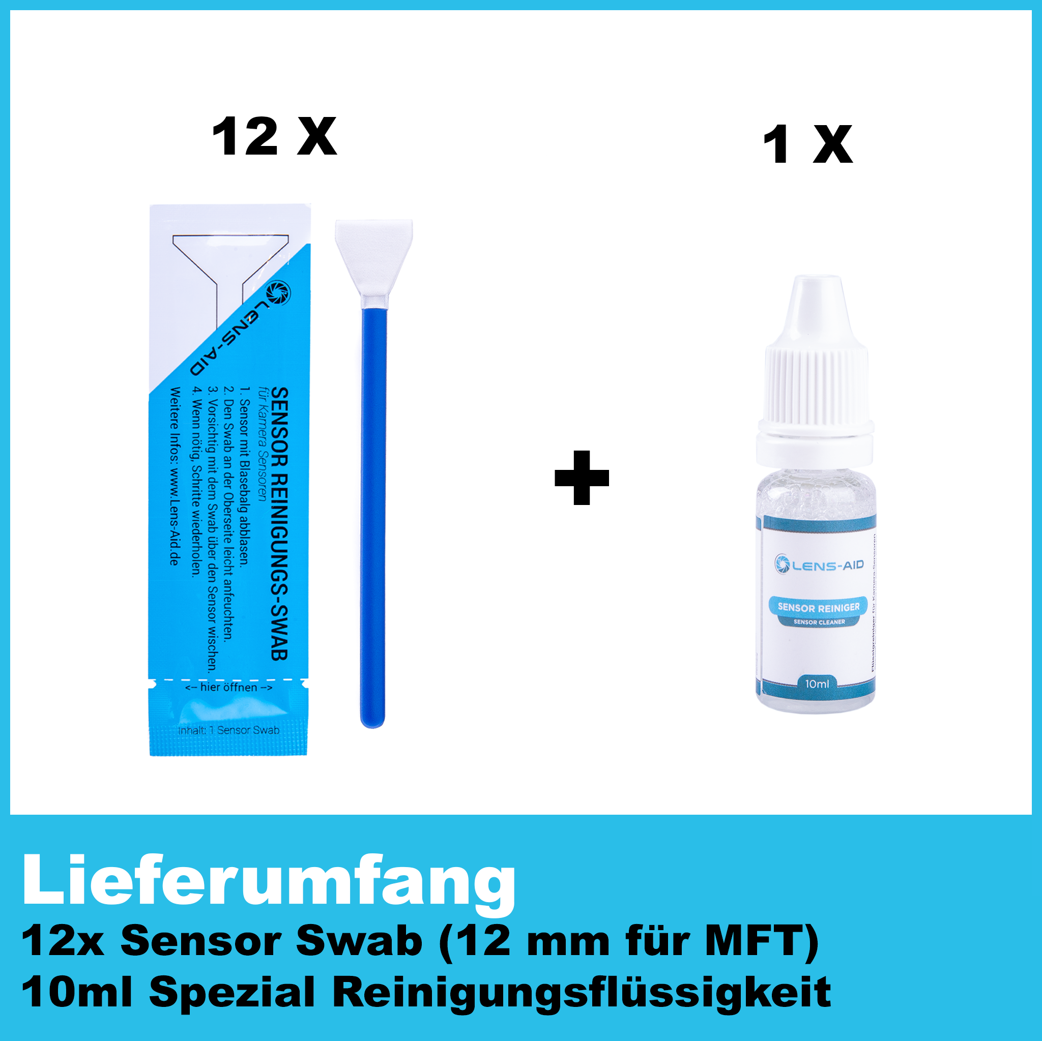 LENS-AID Sensor Reinigungsset, Sensor Reiniger, Blau/Weiß