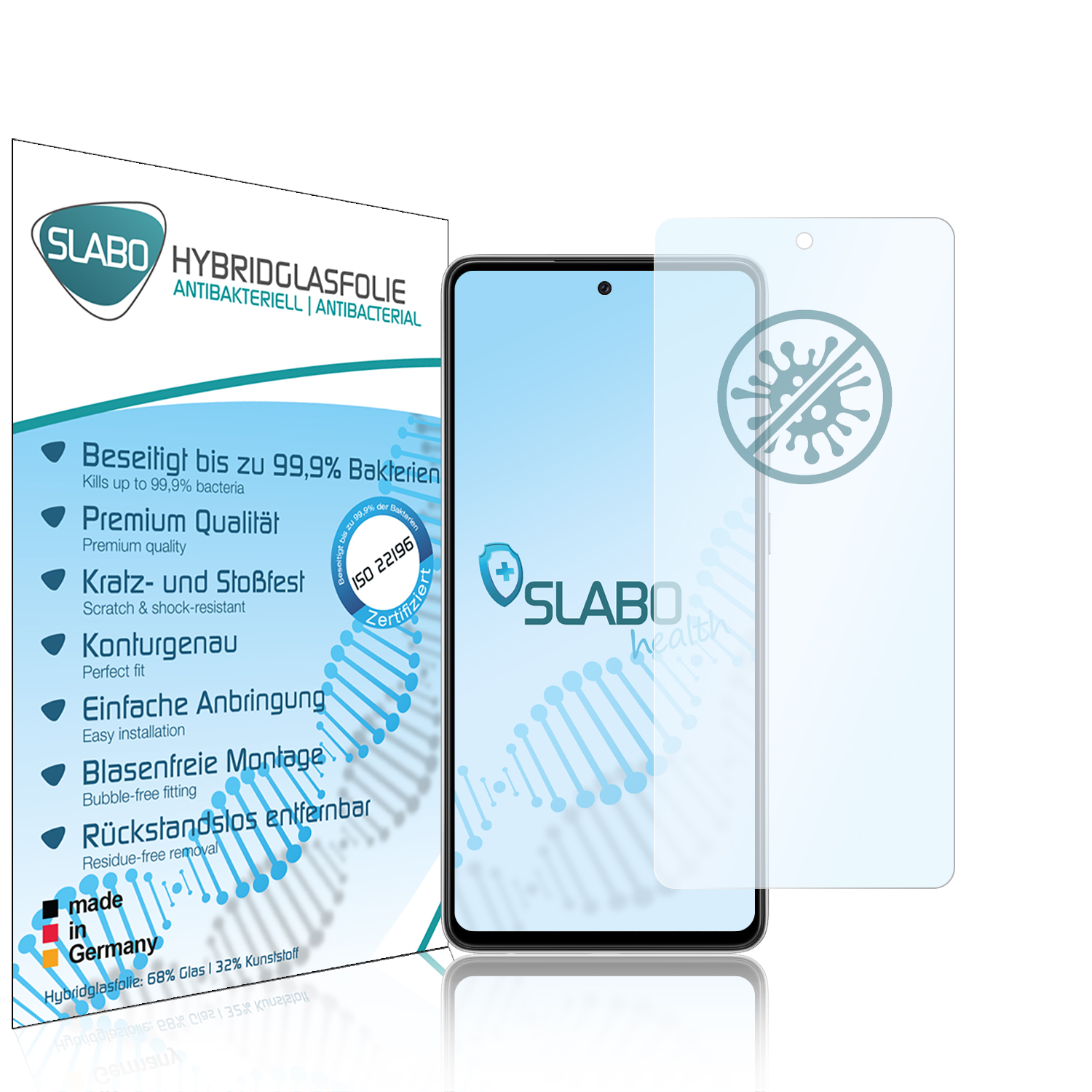 SLABO antibakterielle flexible Hybridglasfolie Displayschutz(für A72) Galaxy Samsung