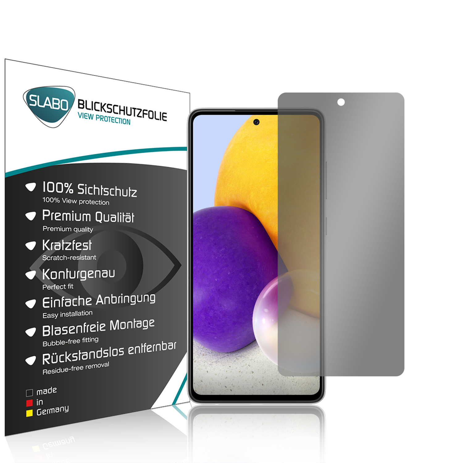 SLABO Blickschutzfolie 360° Sichtschutz 4-Way Samsung A72) Galaxy Displayschutz(für