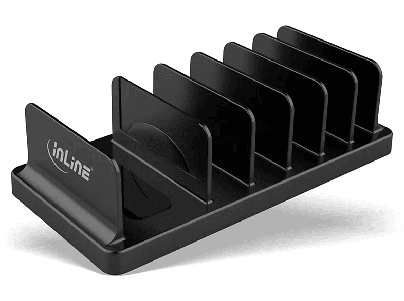 INLINE InLine® Multi-Stand mit Mediageräte, schwarz 6 schwarz Halterung / für Regal, Schreibtisch Fächern für