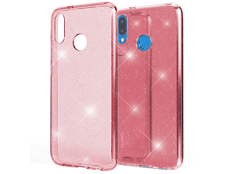 NALIA Klare Glitzer Silikon Pink Hülle, Lite, Huawei, Backcover, P20